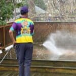 Professional deck washing by Rinse Prince on a wooden deck